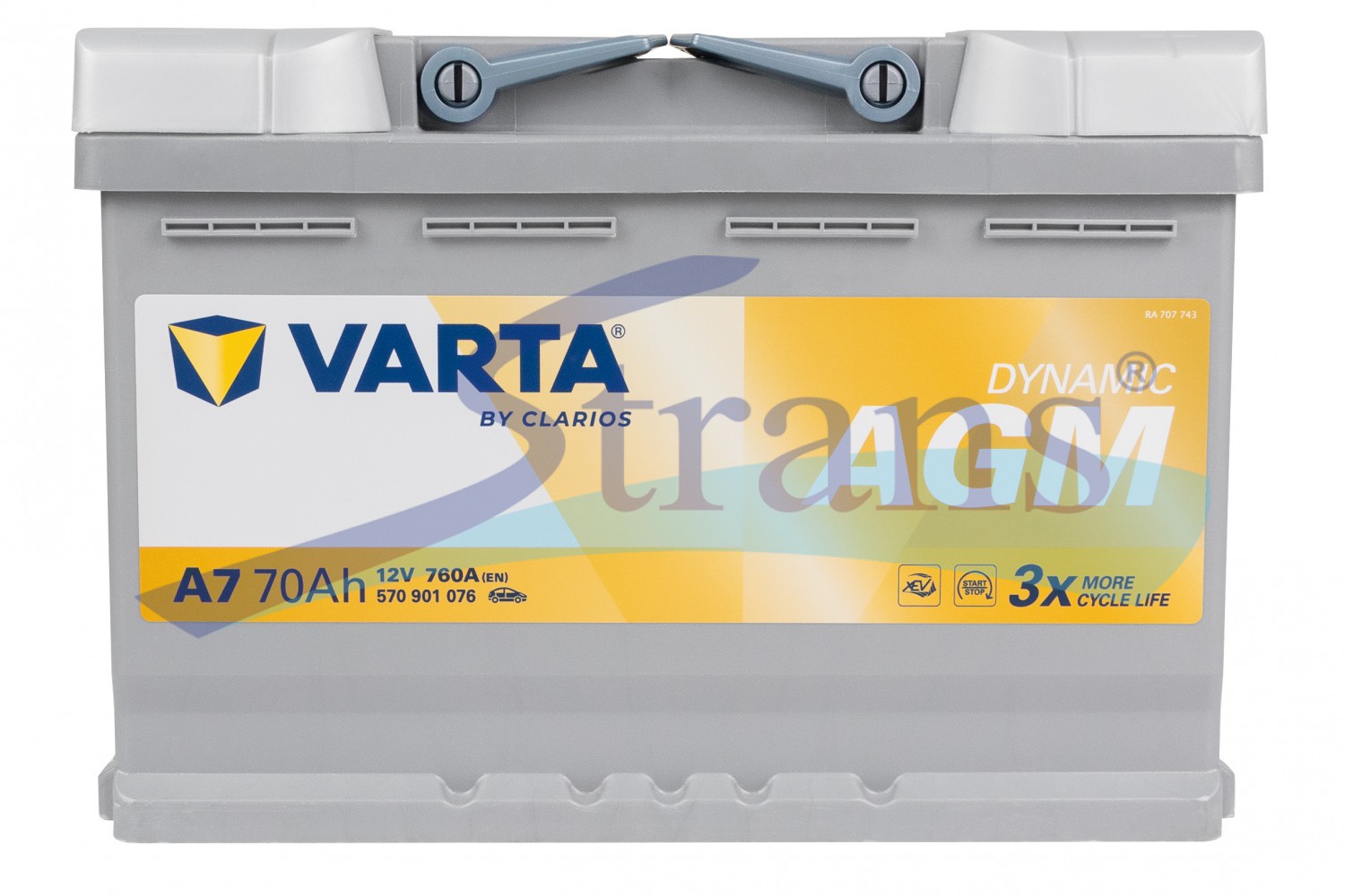 Акумулятор Varta Agm 12V 70Ah 760A R+ Dynamic 278*175*190Mm